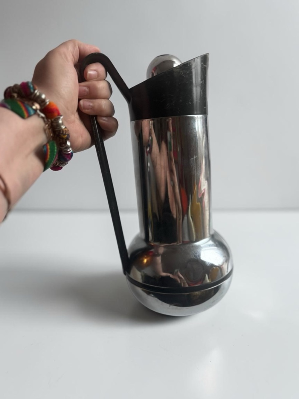 Vintage Mid Century Thermal Carafe Japan Chrome Coffee Pitcher